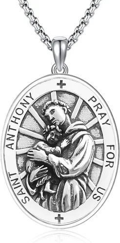 Miniatura 227 de Collar de plata de ley 925 con medalla de San Patrón, colgante de protección católica, amuleto, joyería religiosa para hombres y mujeres