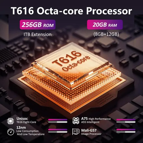 Miniatura 3 de Azeyou Tableta Android de 12 pulgadas Octa-Core T616 Tabletas de pantalla grande, tableta Android con pantalla 2K, 20 (8+12) GB RAM 256GB ROM 1TB
