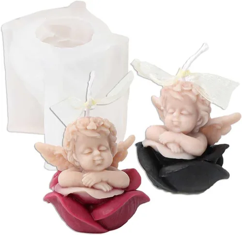 Tone Fun Cross Hands Sleep Rose Angel Shape Candle Moldes de silicona para hacer velas, resina, velas de aromaterapia, jabón de cera hecho a mano,