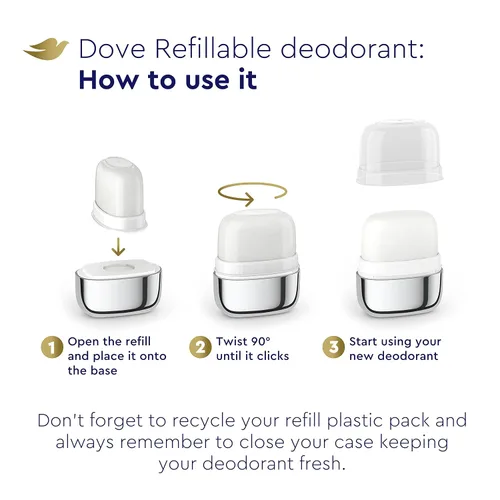 Miniatura 4 de Dove Kit de inicio de desodorante recargable 0% aluminio sensible al aluminio libre desodorante 1.13 oz