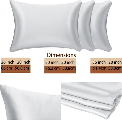 Miniatura 6 de Juego de 2 fundas de almohada de seda de morera para cabello y piel, con cremallera oculta. Ambos lados 19 Momme a prueba de alérgenos, suave