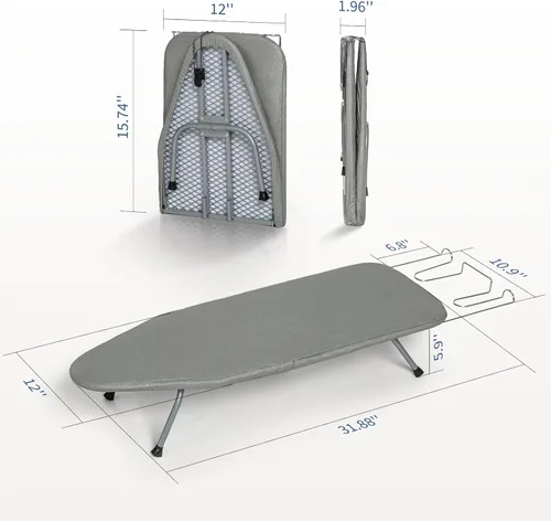 Miniatura 2 de BlissBoard - Tabla de planchar de mesa con soporte para planchar, pequeña tabla de planchar plegable con cubierta resistente al calor, mini mesa