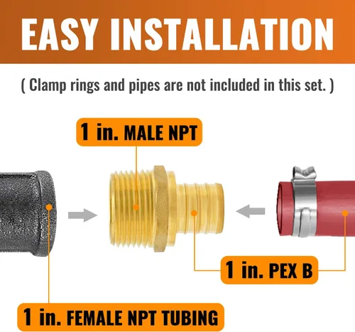 Miniatura 3 de SUNGATOR Paquete de 2 adaptadores machos Pex de 1 pulgada, latón sin plomo, accesorios Pex de 1 pulgada