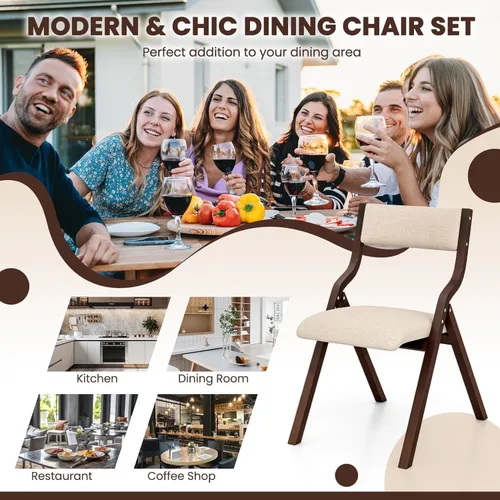 Miniatura 8 de LDAILY Moccha - Silla plegable, sillas de comedor plegables sin montaje con almohadillas deslizantes, sillas plegables con asientos acolchados