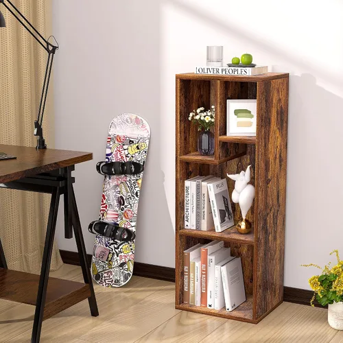 Miniatura 16 de VECELO Estantería para niños, 2 en 1 con estantes y 3 cubos de diferentes tamaños, organizador de madera para almacenamiento de juguetes para Blanco