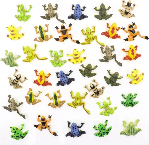 60 figuras de juguete realistas de ranas de plástico, rana toro, ranas de plástico, para decoración del hogar, jardín o regalos (12 tipos diferentes)