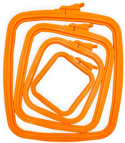 Miniatura 44 de Nurge 5 aros cuadrados grandes de plástico para bordar, aro de costura cruzada, aro de aguja perforadora, multicolor