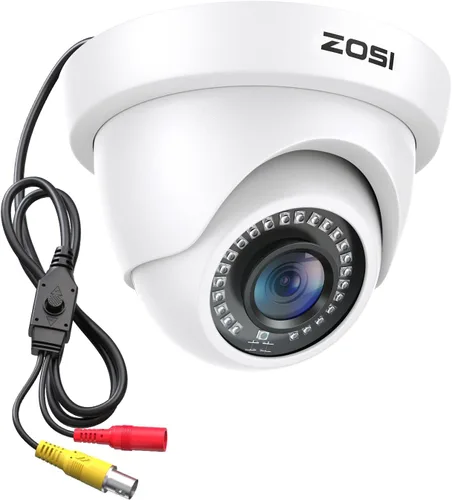 ZOSI Cámara domo de seguridad HD de 2MP 1080P para exteriores e interiores, cámara CCTV de vigilancia resistente a la intemperie IP66 (híbrido 4 en