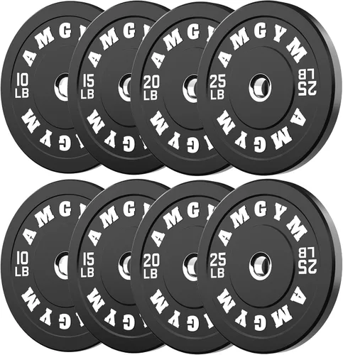 Miniatura 20 de Discos de peso olímpicos de 2 pulgadas y caucho para barras, discos para gimnasio en casa, entrenamiento de fuerza y levantamiento de pesas, 10 a