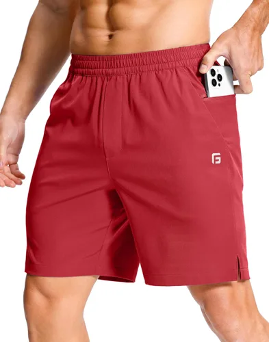 Miniatura 84 de GGJ Pantalones cortos deportivos ligeros para hombre con 2 bolsillos con cremallera de 7/5/9 pulgadas, pantalones cortos de tenis de secado rápido