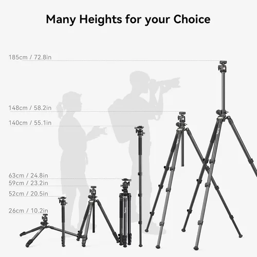 Miniatura 5 de SmallRig CT200 72.8"/200cm Trípode Horizontal Elevado para Cámara con Soporte para Smartphone y Bolsa de Transporte, Carga Máxima 33lb Trípode