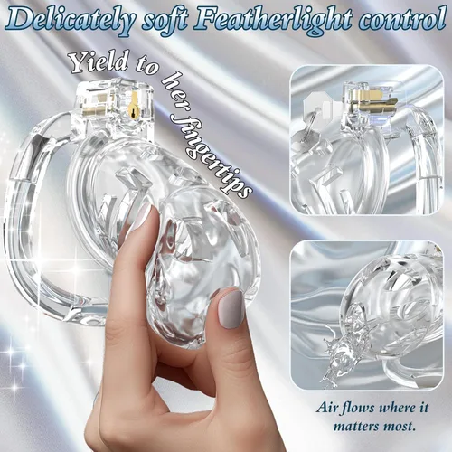 Miniatura 2 de Jaula de Castidad Masculina - Jaula de Polla de Silicona Suave con 6 Anillos Ajustables, Dispositivo de Bloqueo de Pene Ligero, Diseño Invisible