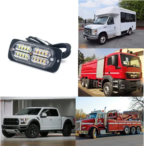 Miniatura 6 de Barra de luz estroboscópica ámbar impermeable de 12-24 V, 20 LED, con 32 intermitentes diferentes para automóvil, camión, SUV, camioneta, 4