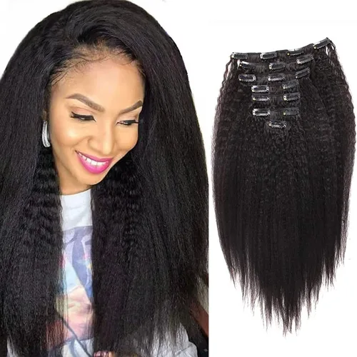 Miniatura 23 de Sassina - Extensión de pelo humano lacio con ondas, con clip, 8A, doble trama, italiano, grueso, extensiones de 10-22 pulgadas, 4.23 oz, 7