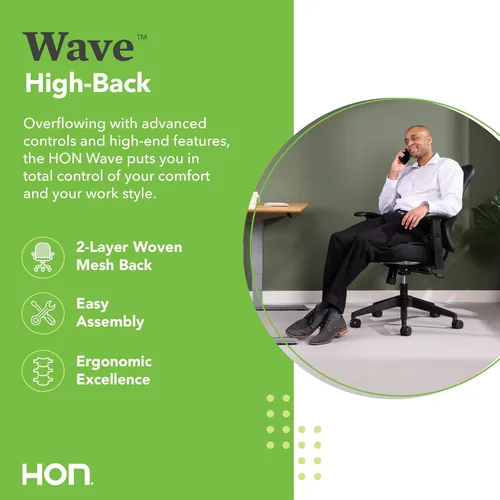Miniatura 3 de HON Wave - Silla de oficina ergonómica de respaldo alto con brazos ajustables, silla de escritorio ergonómica de respaldo alto con brazos Parte
