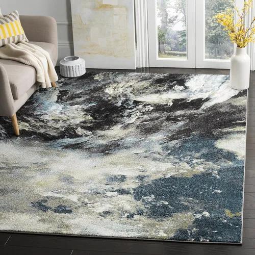 Miniatura 8 de SAFAVIEH Glacier Collection - Alfombra decorativa de 2 pies 3 pulgadas x 4 pies, azul y multicolor, diseño abstracto moderno, no desprende pelusa