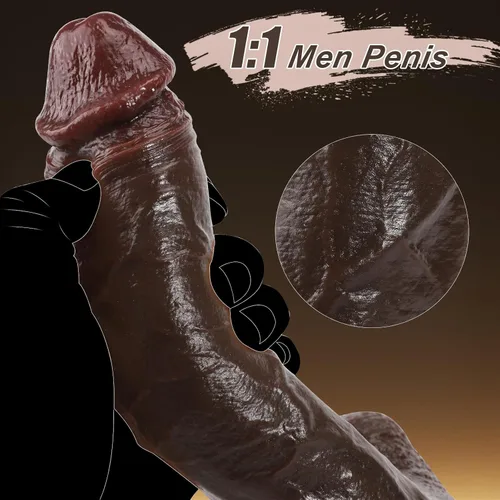 Miniatura 6 de Consolador realista para principiantes, consoladores negros de silicona suave de 8.4 pulgadas con fuerte ventosa para juego sin manos, pene anal
