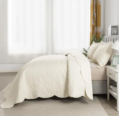 Miniatura 205 de HoneiLife - Juego de colcha de tamaño Queen, juego de ropa de cama de pana bordada de 3 piezas, colcha de lujo, ligera, cálida, para todas las Pana