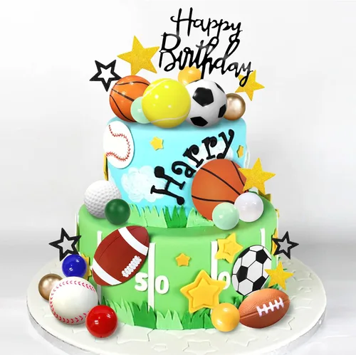 37 piezas de decoración de pasteles deportivos con fútbol, fútbol, béisbol, baloncesto, tenis, golf, suministros de cumpleaños