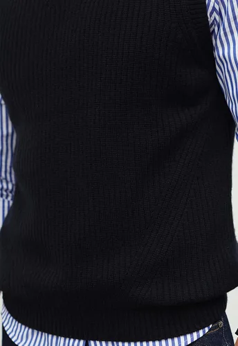 Miniatura 4 de zhili FS - Suéter de punto con cuello en V para hombre, sin mangas, chaleco de punto, liso, liso, ajuste holgado, todo tipo de suéter