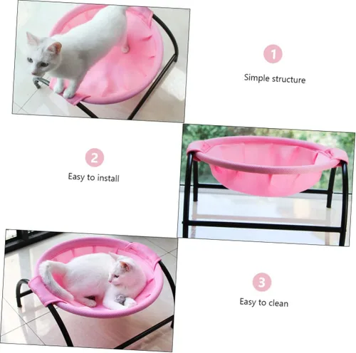 Miniatura 5 de Happyyami Elevated Cat Hammock Bed for Pets Breathable Mesh Lounge Sturdy Design for Use Stylish Elevated Pet Nest for Cats Dogs for Relaxation and