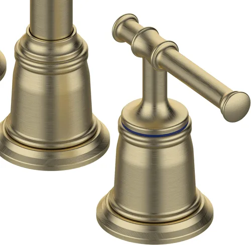 Miniatura 6 de Grifos clásicos de baño para fregadero de 3 agujeros, grifo de baño de 8 pulgadas, grifo de baño de oro cepillado generalizado con drenaje