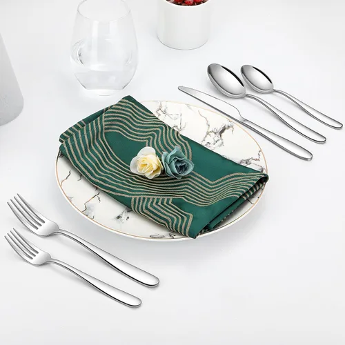 Miniatura 6 de Juego de cubiertos de 40 piezas para 8, cubiertos de acero inoxidable, utensilios de cocina, incluye cuchara, tenedor y cuchillo para el hogar, apto