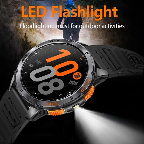 Miniatura 2 de Yihou Reloj inteligente militar para hombre, reloj de fitness, rastreador de actividad física con brújula GPS, linterna con monitor de frecuencia