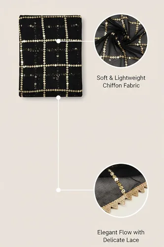 Miniatura 4 de Chandrakala Dupatta de gasa para mujer, chal bufanda envolvente Chunni (D238-P)
