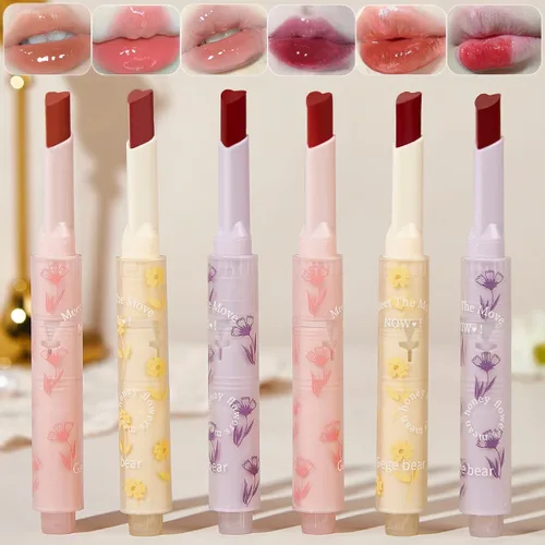 Dulele - Juego de 6 colores mate de gelatina labial hidratante para mujeres | Hydrating Mirror Finish Lipgloss Heart Shape, Highly Pigmented & Long