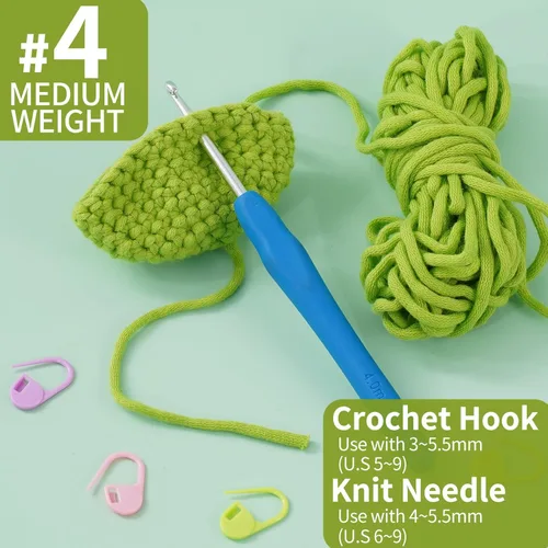 Miniatura 4 de Kit de hilo para tejer y ganchillo para principiantes, hilo grueso de mezcla de algodón y nailon de 3 x 1.76 onzas, costuras fáciles, 262 yardas