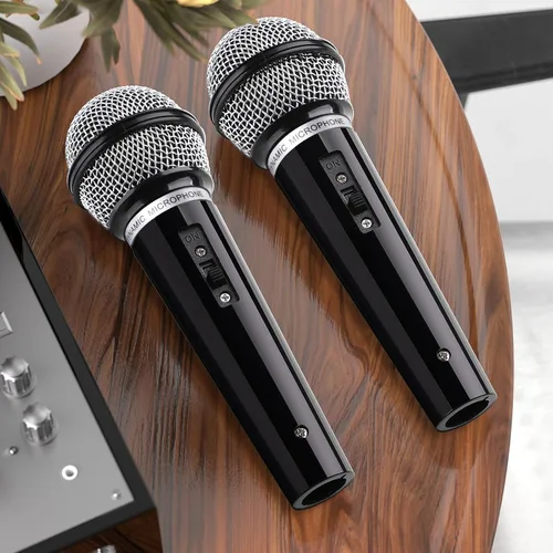 Miniatura 6 de Facmogu Juego de 3 micrófonos falsos, micrófono de plástico multicolor para disfraz de karaoke, accesorios de micrófono para Halloween, Navidad