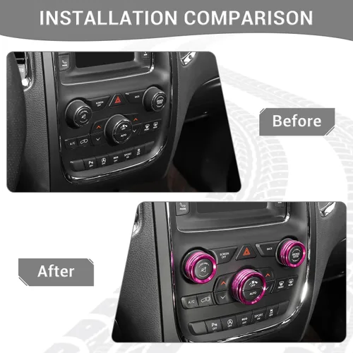 Miniatura 2 de Anillo de Ajuste de Perilla de Interruptor de Volumen de AC Compatible con Dodge Charger 2011+/Challenger 2015+/RAM 2012-2017/Durango Rosa