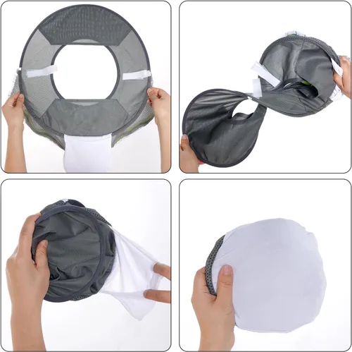Miniatura 4 de Topbuti Paquete de 3 sombreros de malla de ala completa, parasol de cuello de alta visibilidad con rayas reflectantes para cascos