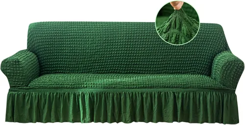 Miniatura 13 de Jeloris Funda Protectora Elástica para Sofá de Dos Plazas de Fácil Ajuste con Falda, Protector de Muebles Universal Duradero Lavable de Alta Beige