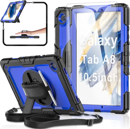 Miniatura 9 de Funda protectora para Samsung Galaxy Tab A7 Lite de 8.7 pulgadas 2021 (SM-T220/T225), con protector de pantalla, correa de mano, soporte para Negro