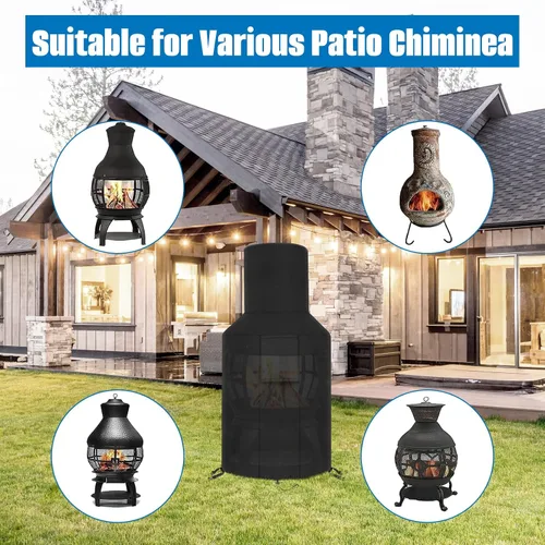 Miniatura 5 de SIRUITON Cubierta para chimenea de patio, duradera, resistente a la intemperie, cubierta para chimenea de chimenea de chimenea 420D Oxford