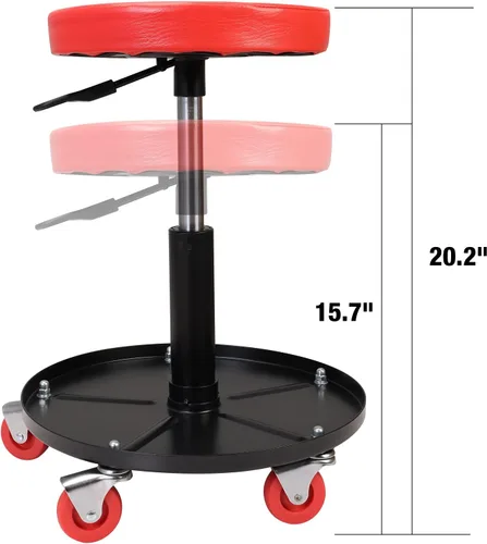 Miniatura 2 de Torin ATRHL6201B Asiento de garaje/taller neumático rodante resistente: Taburete mecánico acolchado ajustable con almacenamiento para herramientas