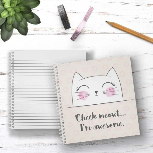 Miniatura 5 de Cuaderno de espiral de 8.5 x 8.5 in, 120 páginas de rayas anchas, tapa laminada brillante duradera, espiral de alambre blanco. Fabricado en Estados