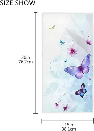 Miniatura 4 de Pfrewn Toallas de mano con mariposas 3D de 16 x 30 pulgadas en primavera y verano floral lila con flores abstractas, toalla de baño pequeña, toalla