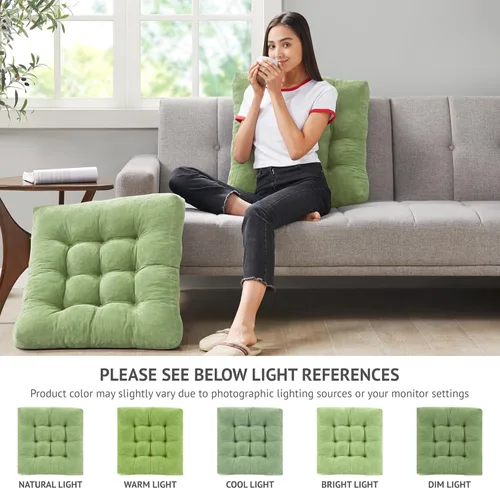 Miniatura 143 de Juego de 2 almohadas de suelo de meditación, almohadas cuadradas grandes para adultos, cojín de pana copetuda para sala de estar de tatami, gris, 22