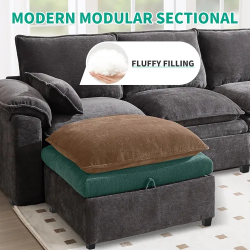 Miniatura 4 de Juego de sofá modular grande en forma de U – Sofá de nube de gran tamaño de 4 plazas para sala de estar, sofás grandes y cómodos de tela