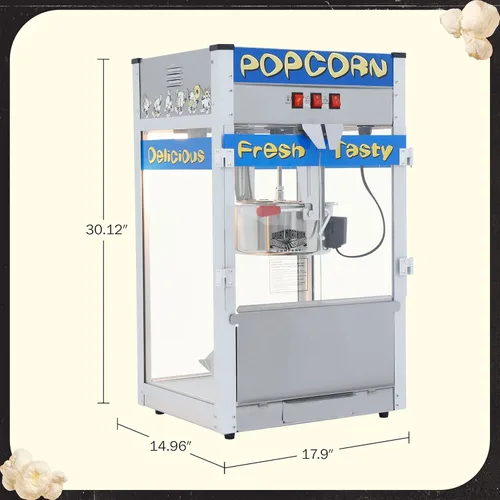 Miniatura 6 de Máquina de palomitas de maíz Pop Heaven - Caldero de acero inoxidable de 12 oz, bandeja de rechazo de granos, luz de calentamiento y accesorios