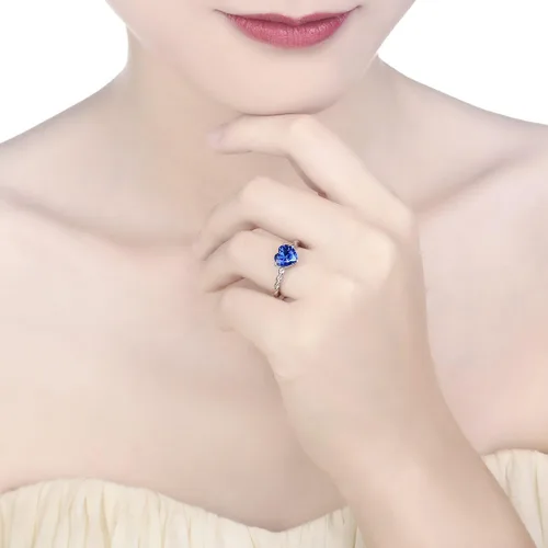 Miniatura 2 de Merthus Anillo de promesa de plata de ley 925 con forma de corazón de imitación de topacio de arco iris místico de 0.315 x 0.315in para ella