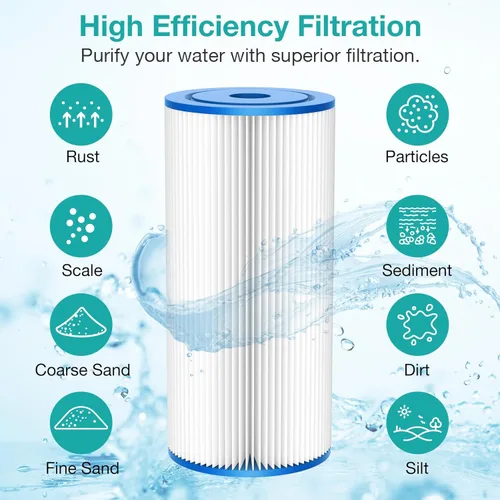 Miniatura 2 de SimPure Filtro de agua de sedimento plisado de 10 x 4.5 pulgadas, cartucho de filtro de agua de 20 micrones para toda la casa para agua de pozo