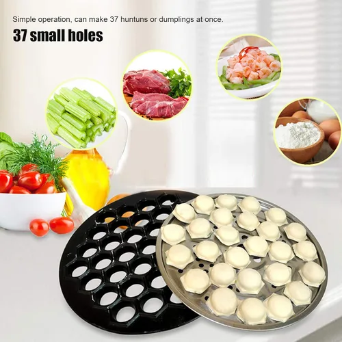 Miniatura 6 de Alvinlite Fabricante ruso de ravioles, Molde de bolas de masa hervida de 37 agujeros, Fabricante de metal Pelmeni de aluminio, Máquina para hacer