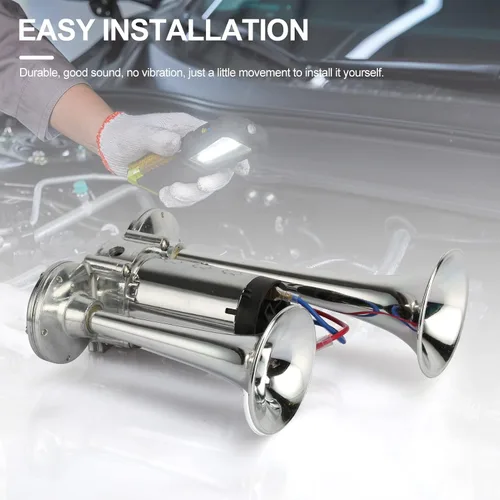 Miniatura 3 de Kit de bocinas de aire eléctricas duales súper fuertes, 600 dB, para vehículos, con compresor, aplicable para automóviles, SUV, camiones, lanchas