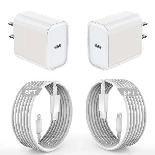 Miniatura 12 de Cargador de iPhone de carga rápida para iPhone 14, paquete de 2 bloques de pared USB C con enchufe de cargador y cable de carga USB C a Lightning