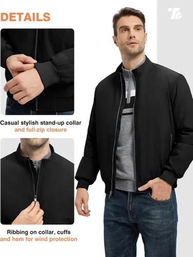 Miniatura 6 de TBMPOY Men's Winter Lightweight Bomber Jackets Water Resistant Fall Casual Windbreakers Quilted Full Zip Windproof Work Coats