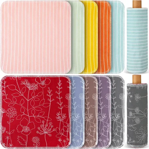 Miniatura 15 de Redbaker 50 piezas de toallas de papel reutilizables, paños de algodón reutilizables sin papel, toallas de papel absorbentes lavables para inodoro